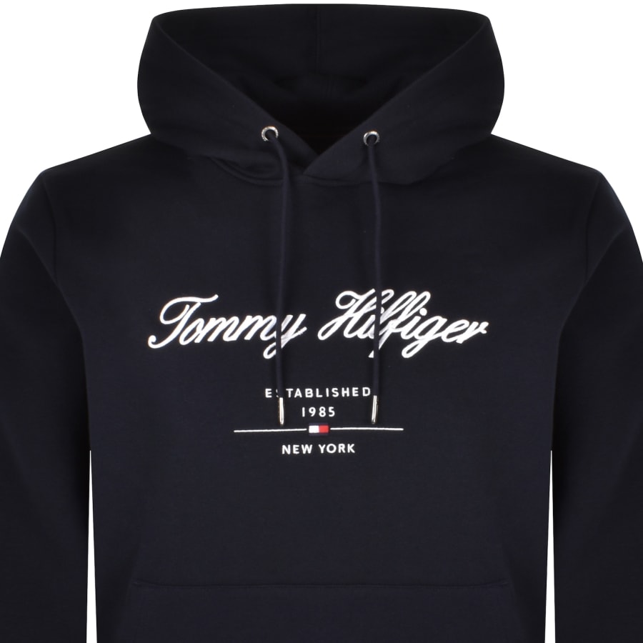 Tommy hilfiger icon stripe logo print hoodie in navy on sale